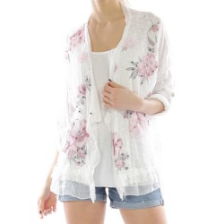 Romantic bohemian  silk and flower vest with flowers
