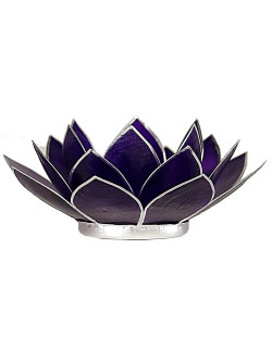 Porte-bougie Lotus violet & argent