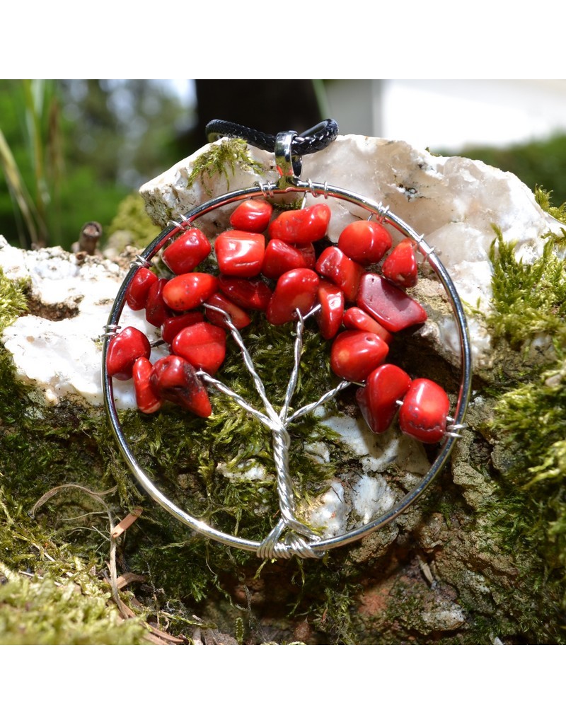 Collier arbre de vie en Corail rouge