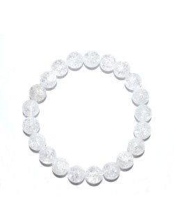 Bracelet perles cristal de roche craquelées