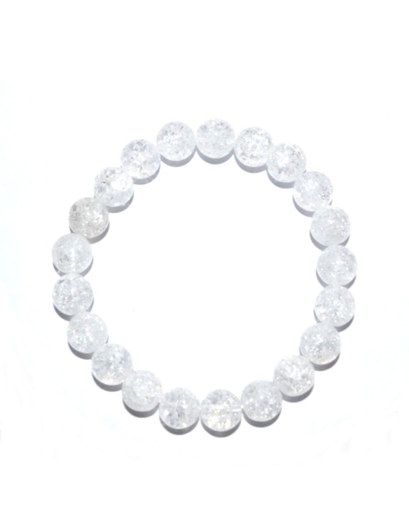 Bracelet perles cristal de roche craquelées